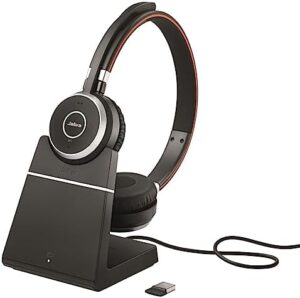 Experience crystal-clear calls with the Jabra Evolve 65 SE Wireless Mono Bluetooth Headset, featuring noise-cancelling microphone, long-lasting battery and charging stand. UC certified for Zoom, Unify and other leading platforms - get yours today!