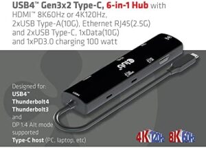 Discover the Club3D CSV-1599 USB4 Hub, featuring HDMI 8K60Hz or 4K120Hz, USB-A and USB-C ports, and Ethernet for seamless connectivity. Perfect for your workspace!