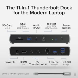 "Boost your productivity with the Plugable Thunderbolt 4 Dock, featuring 100W charging, three Thunderbolt ports, and supports dual monitors up to 8K. Perfect for laptops and a great value!"