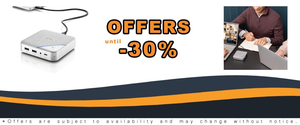 Portable Conference Speaker Hub with 360 Degree Sound and Noise Cancelation