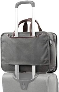 Here is the meta description:

Travel with style and versatility using Travelpro's Platinum Elite expandable briefcase, fitting laptops up to 15.6 inches, perfect for men and women on-the-go, featuring vintage grey color, now at a discounted price!