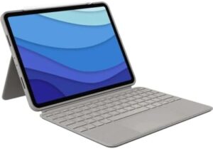 Optimize your workflow with the Logitech Combo Touch Keyboard Trackpad Case designed specifically for iPad Pro 12.9-Inch, featuring a sleek sand-colored design and seamless pairing capabilities.