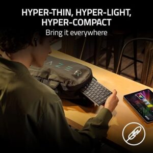Experience precise gaming on-the-go with the Razer Joro Portable Wireless Gaming Keyboard. Thin, light and compact, it features Chroma RGB, low profile switches and long battery life. Perfect for PC, Mac laptops, Steam Deck, smartphone and tablet use.