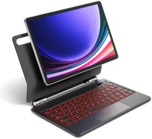 Here is the optimized meta description:

"Upgrade your Samsung Galaxy Tab S9 FE and older models with our backlit wireless Bluetooth magic keyboard case, featuring multi-touch trackpad, LED power display and ergonomic design for enhanced productivity."