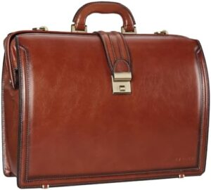 Here is the generated SEO meta description:

"Professional brown leather briefcase with classic design, ideal for men's daily use. Durable full grain leather and spacious interior make it perfect for lawyers, doctors, or busy professionals."