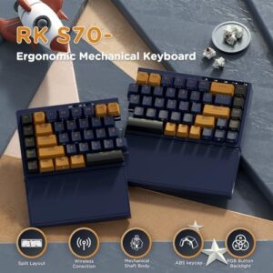"Upgrade your gaming experience with the RK Royal Kludge RKS70 wireless gaming keyboard. Features ergonomic design, 75% RGB hot swappable mechanical keys and fixed wrist rest for comfortable gaming sessions. Perfect for Windows or Mac."