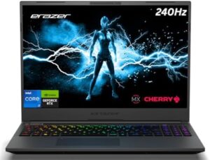 Experience ultimate gaming with the ERAZER Major X20 Laptop, featuring Intel Core i7, 16GB RAM, and 1TB SSD. Enjoy stunning visuals on a 16" QHD+ display, paired with NVIDIA GeForce RTX 4070 and RGB mechanical backlit keyboard for seamless gameplay.