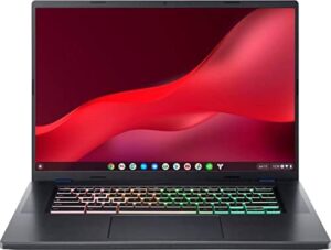 "Upgrade your laptop experience with the Acer Chromebook 516 GE, featuring a powerful Intel i5 processor, stunning WQXGA display, and vibrant RGB keyboard. Perfect for work or play."