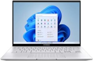 Here is the optimized meta description:

"Upgrade your productivity with the ASUS Zenbook 14 OLED Laptop featuring a powerful Intel i9 processor, 2.8K touchscreen and Intel Iris Xe graphics. Enjoy 16GB RAM, 1TB SSD and Thunderbolt 4 connectivity."