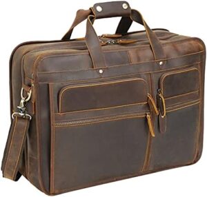 Here is the meta description:

"Upgrade your daily commute with the Polare 18.5” Full Grain Leather Laptop Briefcase, featuring a spacious interior and sturdy construction, perfect for carrying large laptops up to 17.3".