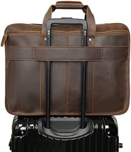 Here is the meta description:

"Upgrade your daily commute with the Polare 18.5” Full Grain Leather Laptop Briefcase, featuring a spacious interior and sturdy construction, perfect for carrying large laptops up to 17.3".