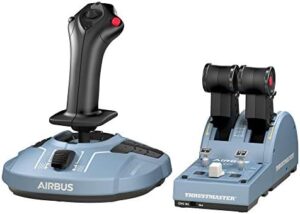 Elevate your flight simulation experience with Thrustmaster's TCA Officer Pack Airbus Edition, featuring realistic replicas of the Airbus Sidestick and Throttle Quadrant for PC.