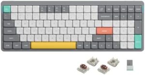 Discover the nuphy Air96 V2 Wireless Mechanical Keyboard with 100 keys, RGB backlit and switchable modes. Perfect for PC/Laptop/Windows/Mac users seeking a reliable, fast and precise typing experience. Grey Gateron Brown Switch.