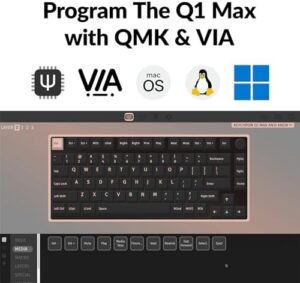 Experience gaming precision with the Keychron Q1 Max RGB keyboard, featuring hot-swappable Gateron Jupiter Brown switches and a programmable metal knob. Perfect for Mac, Windows, or Linux.