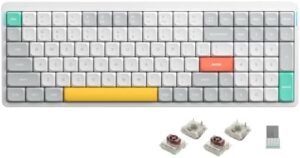 Discover the Nuphy Air96 V2 Mechanical Keyboard, featuring low profile 100 keys with RGB hot-swappable switches. Compatible with PC/Laptop/Windows/Mac via wireless Bluetooth or USB-C connectivity.