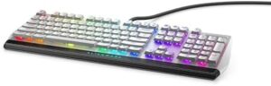 Experience fast-paced gaming with Alienware's 510K Low-Profile RGB Mechanical Gaming Keyboard, featuring Lunar Light keys and customizable backlighting for a unique gaming experience.