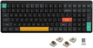 Experience precise typing with the Nuphy Air96 V2 Wireless Mechanical Keyboard, featuring 100 keys, RGB backlit and Gateron brown switch for PC, laptop, Windows, or Mac connectivity. Boost your productivity with 2.4G and wired options!