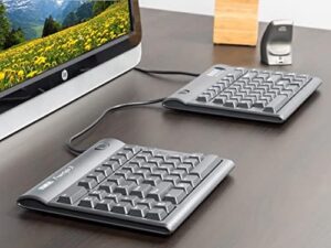 Here is the optimized SEO meta description:

"Stay productive with the Kinesis Freestyle 2 Split-Adjustable Keyboard, featuring a comfortable UK layout design for efficient typing. Perfect for PC use, this ergonomic keyboard promotes healthy working habits."