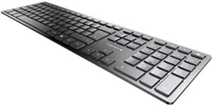 Discover the sleek Cherry KW 9100 wireless keyboard with Nordic QWERTY layout and flat keys. Rechargeable and featuring Bluetooth or radio connectivity, this ergonomic design is perfect for working on-the-go.