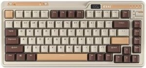 Here is the optimized SEO meta description:

"Upgrade your gaming experience with KZZI K75 PRO RGB 75% wireless gasket mechanical keyboard featuring triple mode BT, custom linear switches and power display. Perfect for gamers seeking precision control and customization."