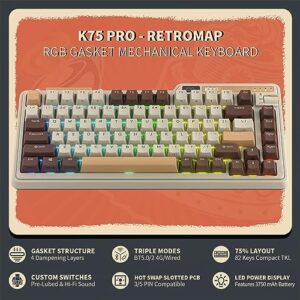Here is the optimized SEO meta description:

"Upgrade your gaming experience with KZZI K75 PRO RGB 75% wireless gasket mechanical keyboard featuring triple mode BT, custom linear switches and power display. Perfect for gamers seeking precision control and customization."