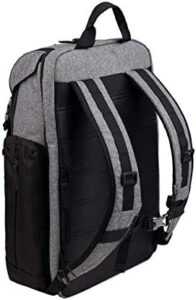 "Stay organized and stylish with the Under Armour Project Rock Bag, featuring a gray UA Regiment laptop backpack with spacious interior and comfortable shoulder straps."