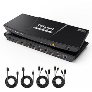 Here is the optimized SEO meta description:

"Control dual monitors from a single PC or switch between 2 PCs on 4K displays. High-definition 60Hz, EDID emulator and USB 2.0 connectivity for seamless gaming and office use."
