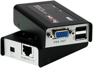 Enhance your workspace with the Aten CE100-AT-U USB VGA Cat 5 Mini KVM Extender, supporting 1280x1024@100m, perfect for extending displays up to 100 meters away.