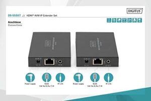 Here is the optimized meta description:

"Extend your digital workspace up to 150m with the Digitus HDMI KVM Extender Set, supporting Full HD 1080p and USB 1.1 connectivity, perfect for seamless mouse and keyboard control."