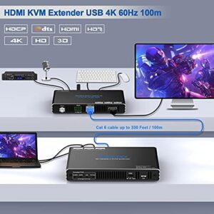 Discover the Rofavezco 4K HDMI KVM extender, transmitting uncompressed signals up to 300ft. Enjoy 3 USB ports, POE+, RS232, EDID and 3.5mm audio/mic connectivity for seamless multi-monitor use. Perfect for home or office.