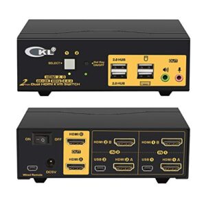 Control your dual monitor setup with the CKL 2 Port Dual Monitor KVM Switch, featuring HDMI 4K@60Hz YUV 4:4:4 and USB 2.0 HUB for seamless multitasking. Save big on this versatile switch today!