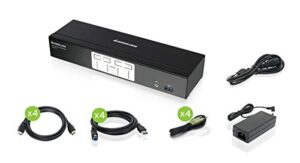 Maximize your workspace with the IOGEAR 4-Port 4K KVMP Switch, featuring HDMI connection, USB 3.0 hub, and audio capabilities, perfect for multi-monitor setups and expanding connectivity options.