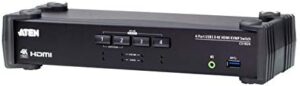 "Control up to 4 devices with this 4-port USB 3.0 and 4K HDMI KVMP switch, perfect for home offices or gaming stations. Enjoy seamless connectivity and save space on your desk."
