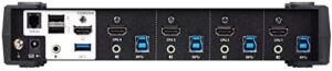 "Control up to 4 devices with this 4-port USB 3.0 and 4K HDMI KVMP switch, perfect for home offices or gaming stations. Enjoy seamless connectivity and save space on your desk."