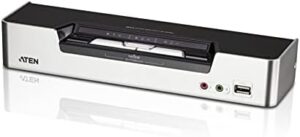 Here is the optimized SEO meta description:

"Control up to two computers with one keyboard and mouse using this Aten 2-port USB DVI dual view KVMP switch, ideal for multi-tasking professionals. Get instant access to multiple workstations without sacrificing desk space."