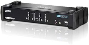 Here is the generated SEO meta description:

"Switch between four monitors with the ATEN CS1784A 4-Port DVI USB 2.0 KVMP Switch, featuring 2.1 surround sound and nVidia 3D support for an immersive gaming experience."