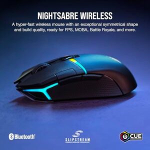 Experience precision gaming with the Corsair Nightsaber wireless gaming mouse. Features 26,000 DPI optical sensor, 11 programmable buttons and six-zone RGB backlighting.