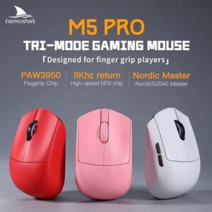 "Unlock high-performance gaming with the Darmoshark M5PRO Mini Wireless Gaming Mouse. Tri-mode connectivity and 8K resolution ensure smooth gameplay, while 30000DPI and PAW3950 optical sensor deliver precise control."