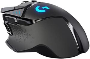 Experience seamless gaming with the Logitech G502 Lightspeed Wireless Gaming Mouse, featuring 25K Hero gaming sensor, RGB lighting, and 11 programmable buttons. Enjoy long battery life and PowerPlay compatibility.