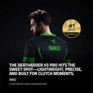 Experience precise gaming with the Razer DeathAdder V3 Pro Wireless Gaming Mouse, featuring 63g ultra lightweight design, Focus Pro 30K Optical Sensor and programmable buttons.