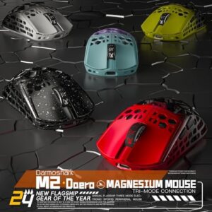 Here is the optimized SEO meta description:

"Boost gaming performance with Darmoshark M2 Wireless Gaming Mouse featuring 4K/USB-C/Bluetooth tri-mode, 26000DPI and 500mAh battery life. Enjoy precise control with PAW3395 optical sensor and 5 programmable buttons."