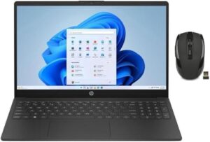 Experience powerful performance with the HP 15.6" HD laptop, featuring Intel processor N200, UHD graphics and 4GB RAM. Includes Microsoft 365 and 128GB SSD storage. Bundle with wireless mouse for enhanced productivity.