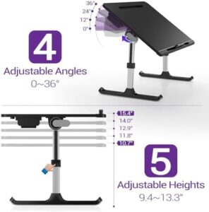 Elevate your workspace with the NEARPOW XXL Laptop Desk for Bed, featuring an adjustable computer tray and foldable design. Ideal for laptops and writing, with anti-slip faux leather and removable stopper.
