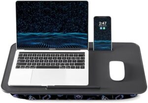 Elevate your workspace with the L.DOCTOR Lap Desk, a portable laptop stand & holder featuring washable cushion and built-in phone/mouse pad for gaming, eating, writing or working on bed, couch or floor.