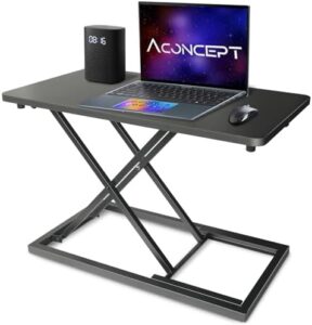 Elevate your workspace with the Aconcept Extra-Slim Standing Desk Converter, featuring manual height adjustment and compact design for monitor or laptop workstations. Perfect for sit-stand comfort and efficiency!