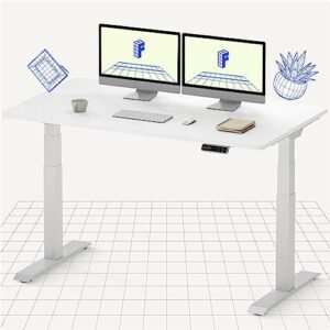 Elevate your workspace with FLEXISPOT E7, a sturdy standing desk featuring dual motors and 3-stage height adjustment. Perfect for home offices, it has a seamless solid slab surface and 140cm x 70cm dimensions.