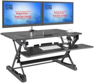 Here is the output:

Elevate your workspace with G-PACK PRO, a sit-to-stand desk converter adjustable from 5.7” to 19.7” and featuring a removable keyboard tray for optimal ergonomics.