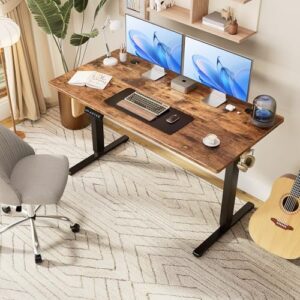 Elevate your workstyle with the Sweetcrispy Standing Desk, featuring 63inch electric height adjustment and modern design. Perfect for home offices or gaming setups, this sturdy workstation promotes ergonomics and comfort.