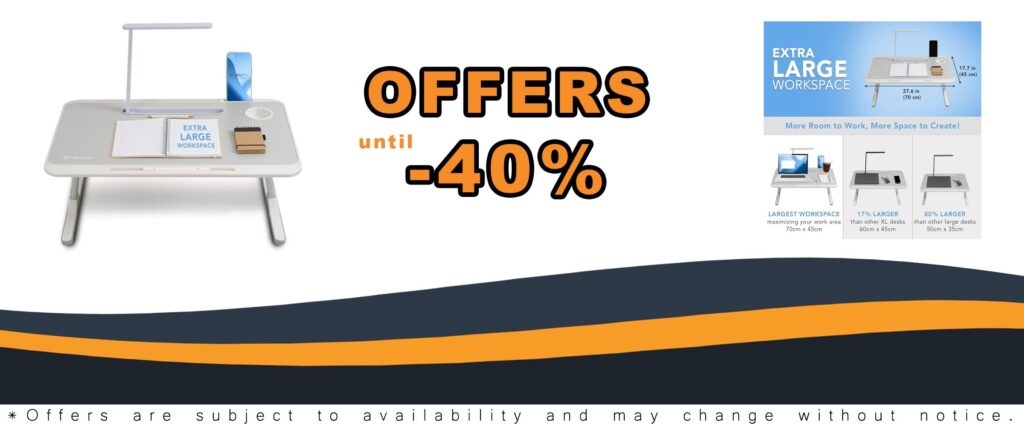 UltraFlex Premium Lap Desk with X-Large Workspace and Adjustable Height