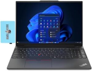 "Upgrade your productivity with the ThinkPad E16 Gen 1 laptop, featuring a WUXGA IPS display, AMD Ryzen 5 processor, 16GB RAM, and 512GB SSD. Get more done with WiFi 6 connectivity and enjoy a backlit keyboard."